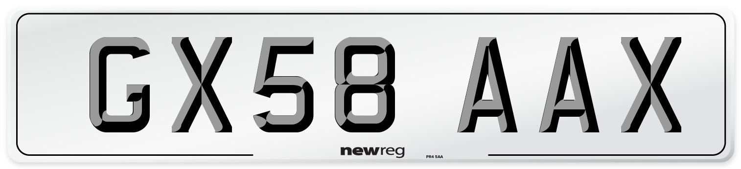 GX58 AAX Number Plate from New Reg